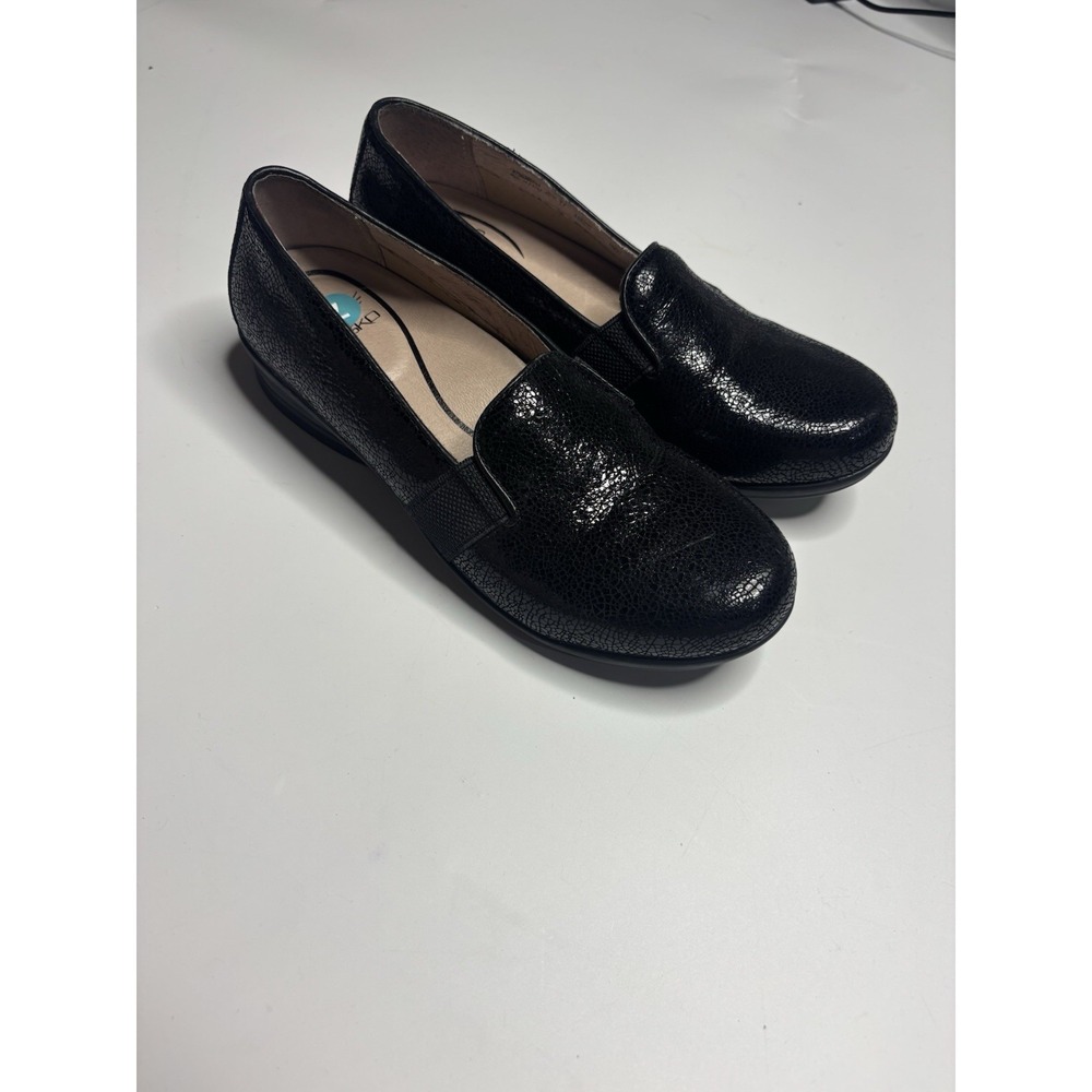 Dansko Addy Women's 37/6.5 Shoe Black Leather Slip On Comfort Casual Flats